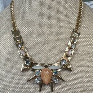 Geometric Spikes Multicolor Cluster Gems Statement Necklace